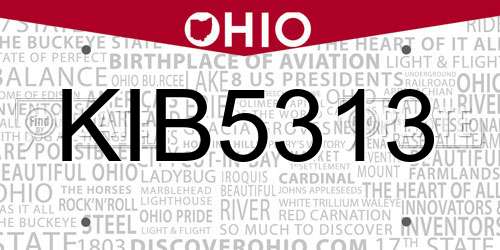 KIB5313 Ohio License Plate