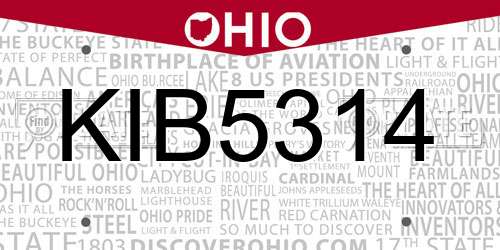 KIB5314 Ohio License Plate