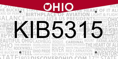 KIB5315 Ohio License Plate