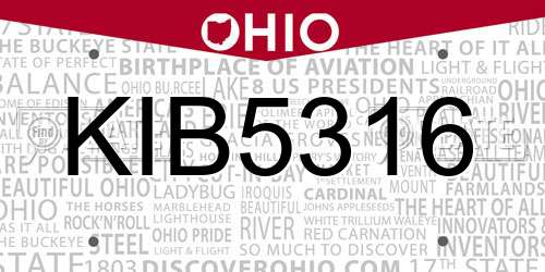 KIB5316 Ohio License Plate