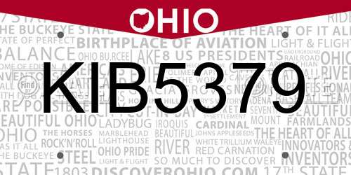 KIB5379 Ohio License Plate