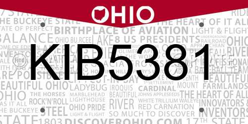 KIB5381 Ohio License Plate
