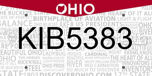 KIB5383 Ohio License Plate