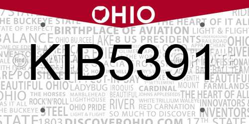 KIB5391 Ohio License Plate