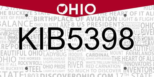 KIB5398 Ohio License Plate