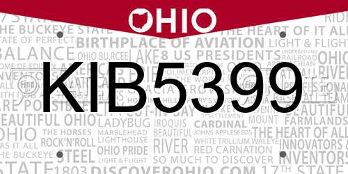 KIB5399 Ohio License Plate
