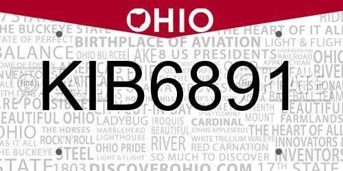 KIB6891 Ohio License Plate