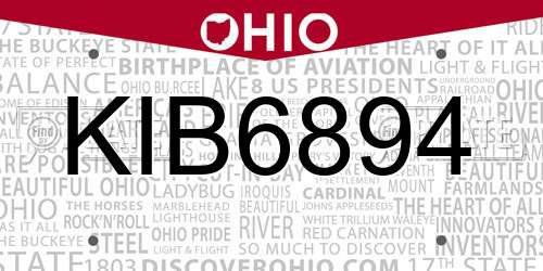KIB6894 Ohio License Plate