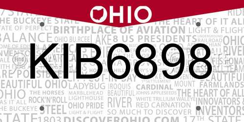 KIB6898 Ohio License Plate
