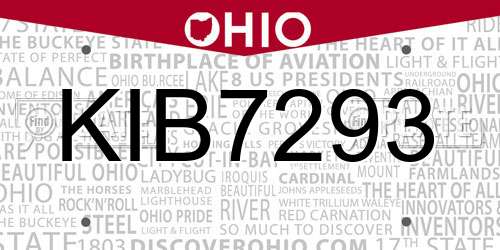 KIB7293 Ohio License Plate