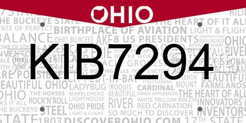 KIB7294 Ohio License Plate