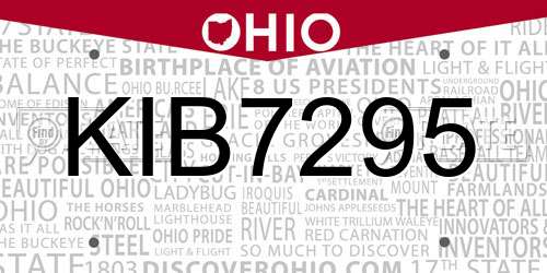 KIB7295 Ohio License Plate