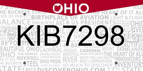 KIB7298 Ohio License Plate