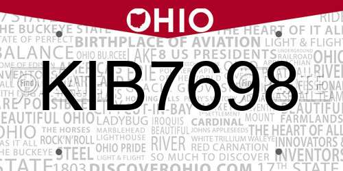 KIB7698 Ohio License Plate