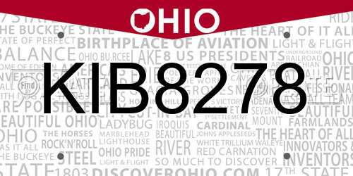 KIB8278 Ohio License Plate