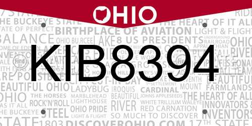 KIB8394 Ohio License Plate