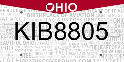KIB8805 Ohio License Plate