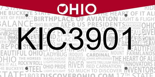 KIC3901 Ohio License Plate