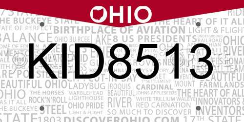 KID8513 Ohio License Plate