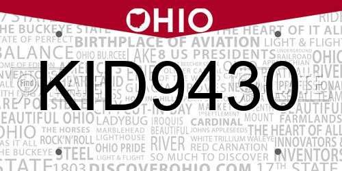 KID9430 Ohio License Plate