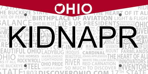 KIDNAPR Ohio License Plate