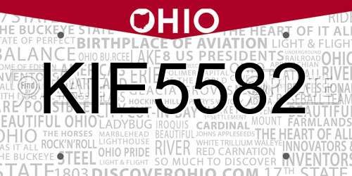 KIE5582 Ohio License Plate