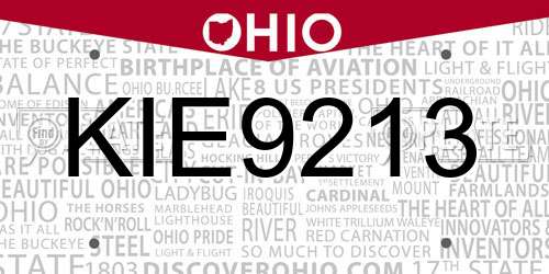 KIE9213 Ohio License Plate