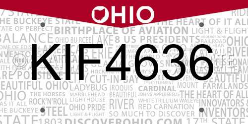 KIF4636 Ohio License Plate