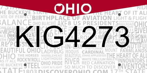 KIG4273 Ohio License Plate