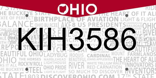 KIH3586 Ohio License Plate