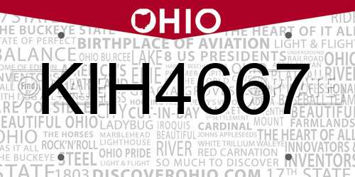 KIH4667 Ohio License Plate