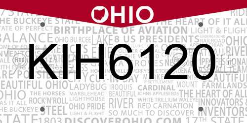 KIH6120 Ohio License Plate