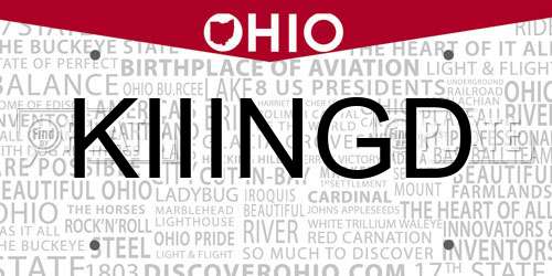 KIIINGD Ohio License Plate
