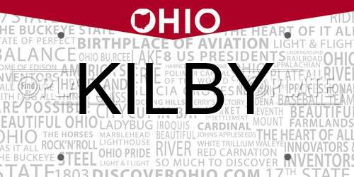 KILBY Ohio License Plate