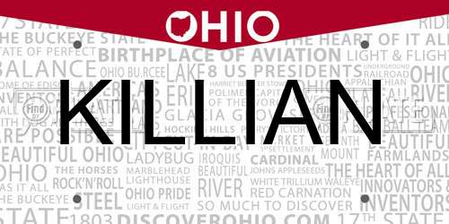 KILLIAN Ohio License Plate