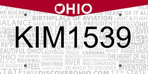 KIM1539 Ohio License Plate