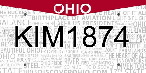 KIM1874 Ohio License Plate