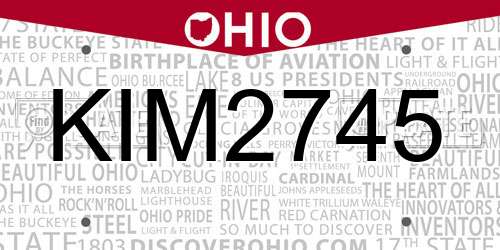 KIM2745 Ohio License Plate