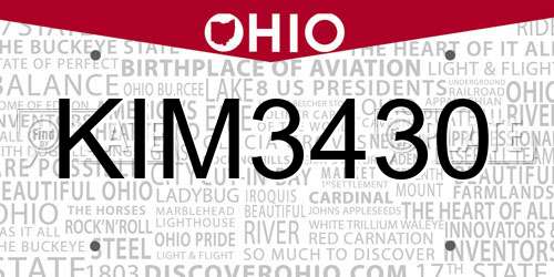 KIM3430 Ohio License Plate