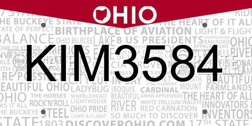 KIM3584 Ohio License Plate