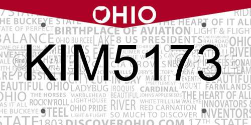 KIM5173 Ohio License Plate