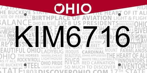 KIM6716 Ohio License Plate
