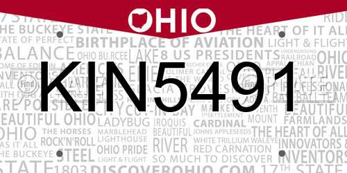 KIN5491 Ohio License Plate