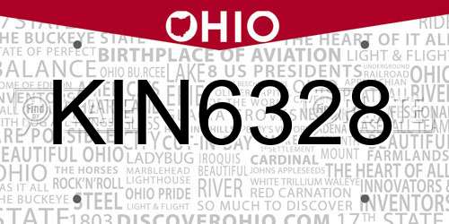 KIN6328 Ohio License Plate