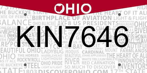KIN7646 Ohio License Plate