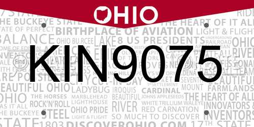 KIN9075 Ohio License Plate