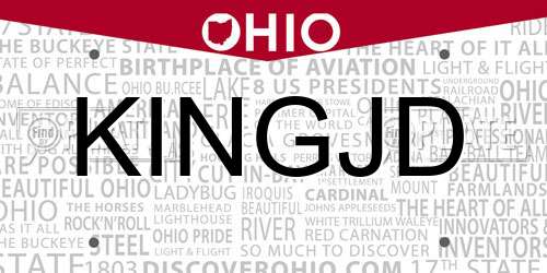 KINGJD Ohio License Plate