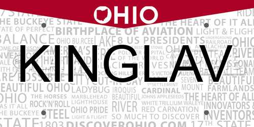 KINGLAV Ohio License Plate