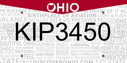 KIP3450 Ohio License Plate
