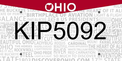 KIP5092 Ohio License Plate